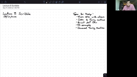 Thumbnail for entry CS/ECE 374 AL1/BL1 - Lecture 8 - Turing Machines