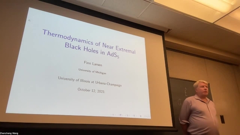 Thumbnail for Finn Larsen - Thermodynamics of near extremal black holes in AdS5