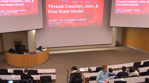 Thumbnail for CS 340 - Lecture #8: Thread Creation, Join, and the Five State Model (Spring 2023, Wade Fagen-Ulmschneider)