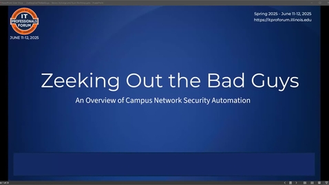 Thumbnail for Zeeking out the bad guys. An overview of campus network security automation.