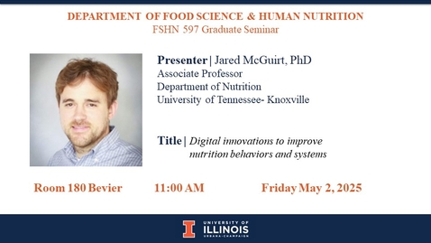 Thumbnail for FSHN Graduate Seminar- Dr. Jared McGuirt