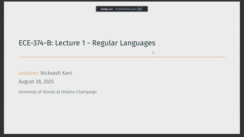Thumbnail for CS 374/ECE 374 BL1 Fall 2025 - Lecture 1