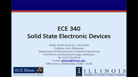 Thumbnail for Semiconductor Electronics (ECE 340 A) Fall 2024