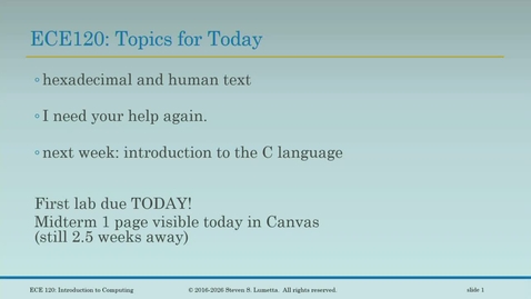 Thumbnail for Introduction to Computing (ECE 120 AL5) Spring 2026