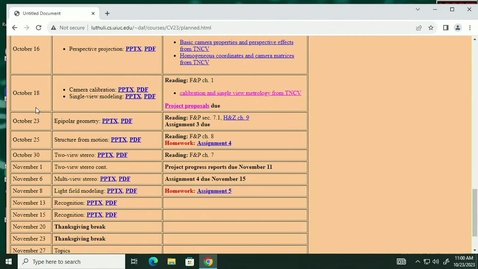 Thumbnail for Computer Vision (CS 543 A) Fall 2023