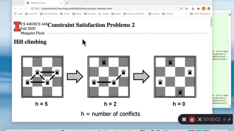 Thumbnail for CS 440 (Fall 2020) Constraint Satisfaction 2