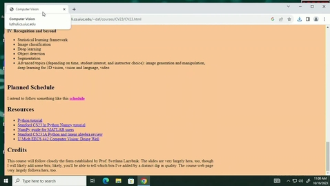 Thumbnail for Computer Vision (CS 543 A) Fall 2023