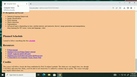 Thumbnail for entry Computer Vision (CS 543 A) Fall 2023