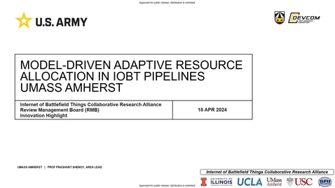 Thumbnail for entry Model Driven Resource Allocation in IoBT Pipelines