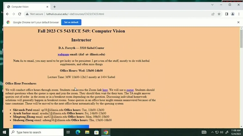 Thumbnail for entry Computer Vision (CS 543 A) Fall 2023