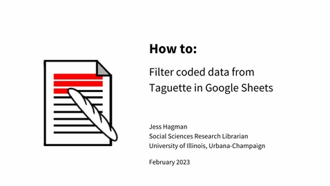 Thumbnail for Filter Data Coded in Taguette in Google Sheets