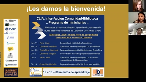 Thumbnail for CLIA: Inter-Acción Comunidad-Biblioteca Programa de minicharlas--Nov 11, 2020