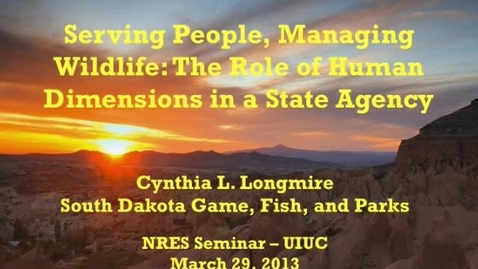 Thumbnail for NRES 2013 Spring Seminar Series - Cynthia L. Longmire