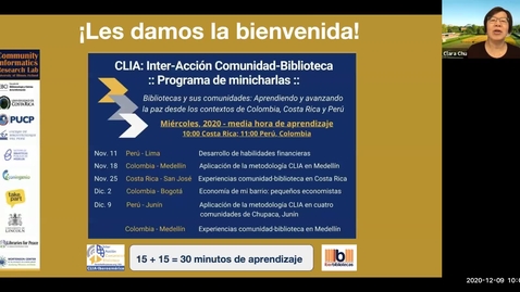 Thumbnail for CLIA: Inter-Acción Comunidad-Biblioteca---Programa de minicharlas--Dec 9, 2020
