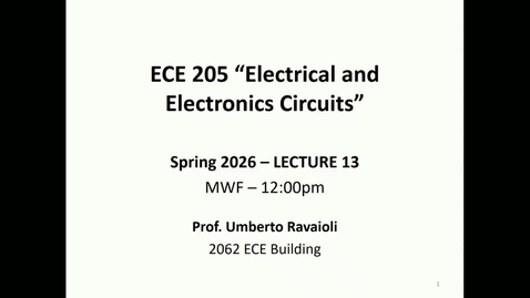 Thumbnail for ECE 205 Spring 2026 - Lecture 13