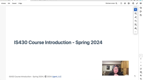 Thumbnail for entry Lecture: IS430 - Course Introduction - Spring 2024