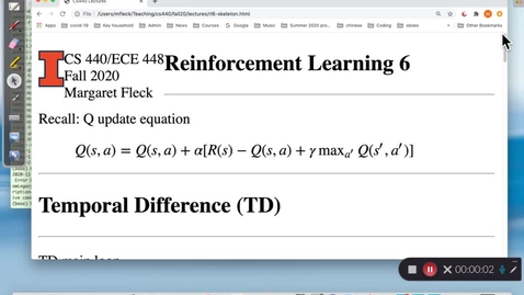 Thumbnail for CS 440 (Fall 2020) Reinforcement Learning 6