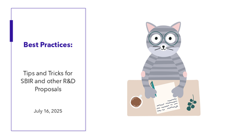 Thumbnail for SBIR/STTR Webinar:  Best Practices - Tips and Tricks for SBIR and Other R&amp;D Proposals