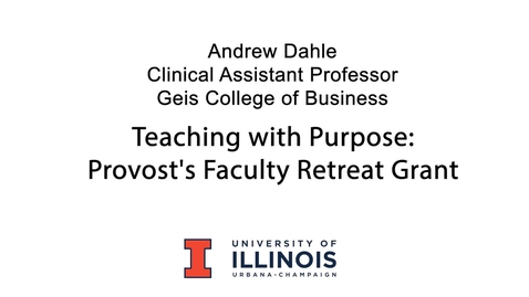 Thumbnail for entry Teaching with Purpose: Professor Dahle Faculty Retreat Grant