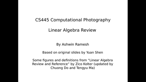 Thumbnail for Linear Algebra Tutorial