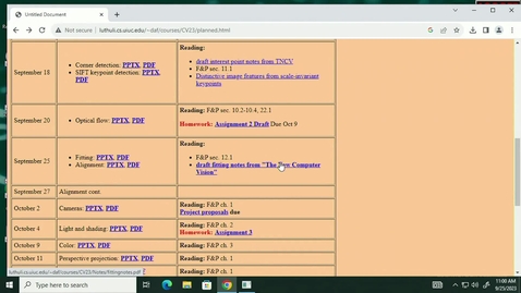 Thumbnail for Computer Vision (CS 543 A) Fall 2023