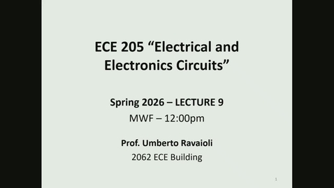 Thumbnail for ECE 205 Spring 2026 - Lecture 9
