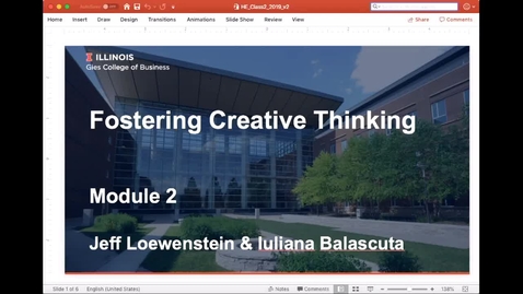 Thumbnail for Fostering Creative Thinking (BADM 590) Summer 2019 Live Session