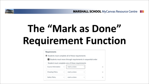 Thumbnail for The Mark as Done Requirement Function