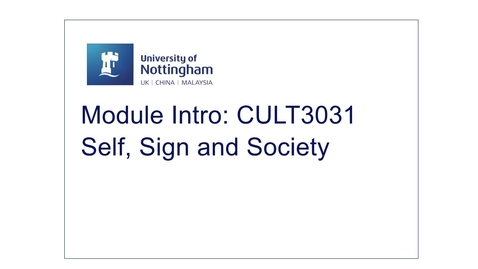 Thumbnail for entry CULT3031 Self, Sign and Society