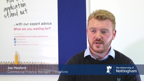 Thumbnail for Joe Hesford, English and philosophy graduate, talks about his role at Vodafone