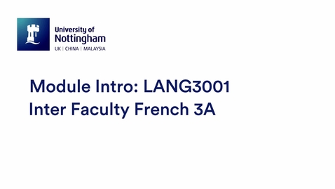 Thumbnail for entry LANG3001 Inter Faculty French 3A