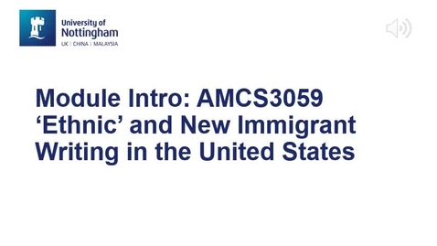 Thumbnail for entry AMCS3059 Ethnic' and New Immigrant Writing in the United States