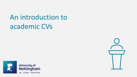 Thumbnail for Academic CVs - an introduction (1/5)