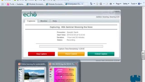 Thumbnail for HEA Seminar 5th March 2014 - MOOCing the NOOC: taking Sustainability to a global audience - Dr Sarah Speight