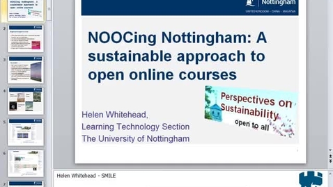 Thumbnail for entry HEA Seminar 5th March 2014 - NOOCing Nottingham: a sustainable approach to Open Online Courses - Helen Whitehead