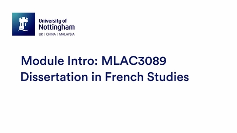 Thumbnail for entry MLAC3089 Dissertation in French Studies