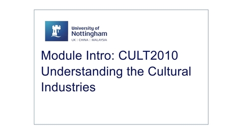 Thumbnail for CULT2010 Understanding Cultural Industries