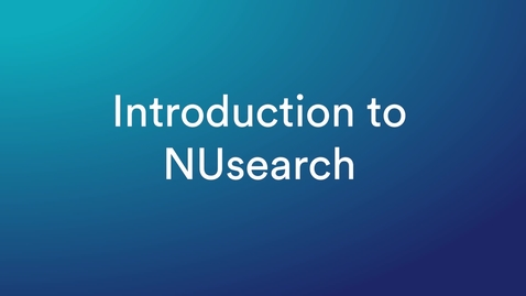 Thumbnail for entry Introduction to NUsearch