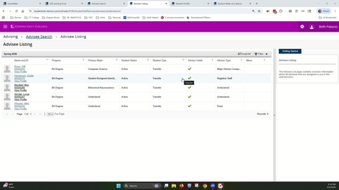 Thumbnail for Advisee Lists, Releasing Registration Advising Holds and Student Profiles