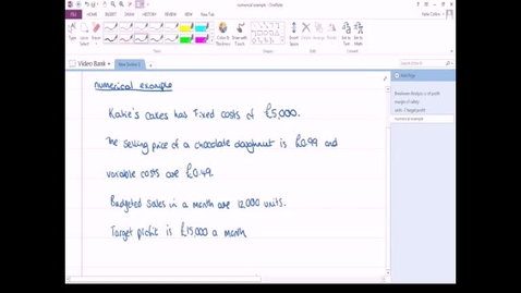 Thumbnail for Worked example of CVP analysis