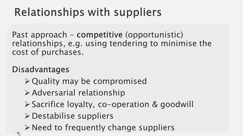 Thumbnail for Relationship with Suppliers-Technical Recap
