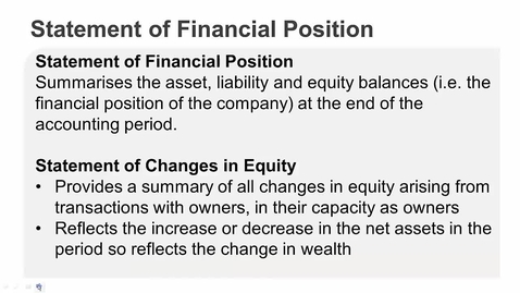 Thumbnail for Statement of Financial Position - Technical Recap