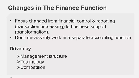 Thumbnail for Changes in the Finance Function