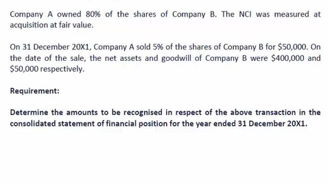 Thumbnail for Disposal of a Subsidiary where control is retained Part 2