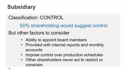 Thumbnail for Accounting for a Subsidiary - Technical Recap