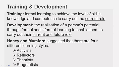 Thumbnail for Training and Development - Technical Recap