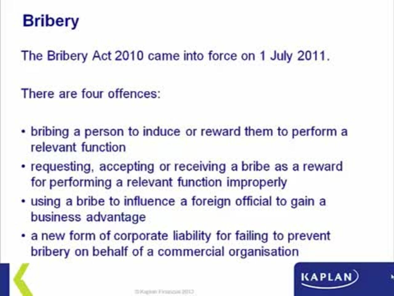 Criminal offences under the uk bribery act 2010