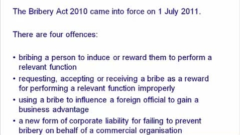 Thumbnail for Criminal Offences  under the (UK) Bribery Act 2010