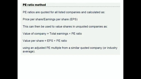 Thumbnail for PE valuation method