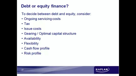 Thumbnail for Debt or Equity Finance Factors